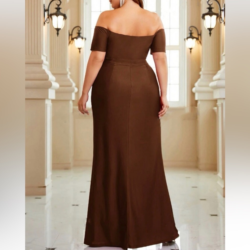 Luxe off shoulder slit thigh party formal dress - Picture 2 of 6